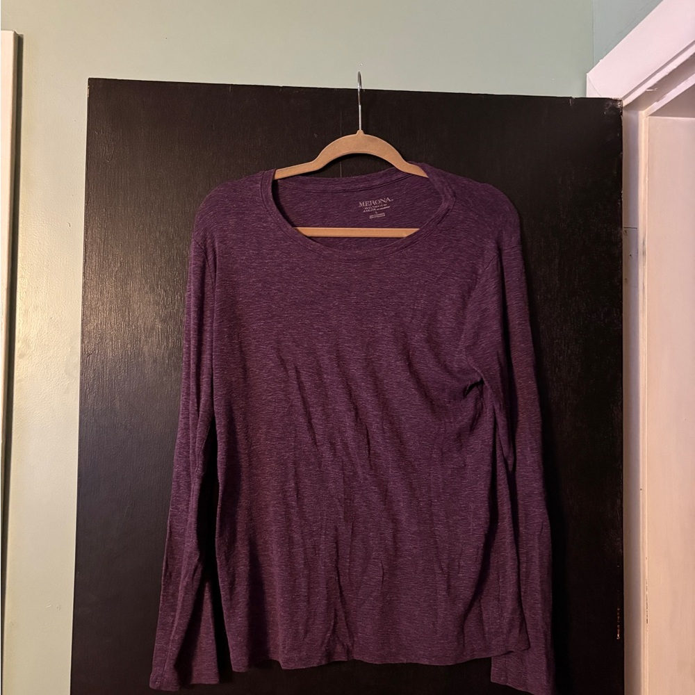 Merona Women's Heathered Purple Long Sleeve Shirt
